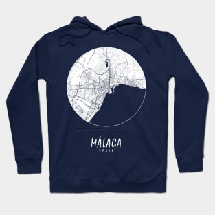 Malaga, Spain City Map - Full Moon Hoodie